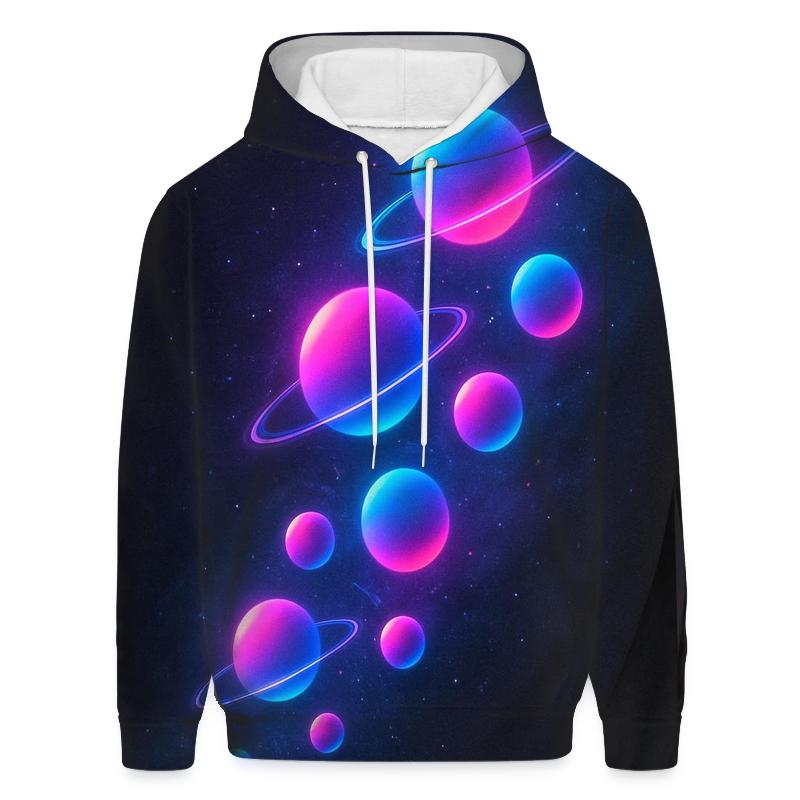 Neon Orbit Cascade embroidered hoodies