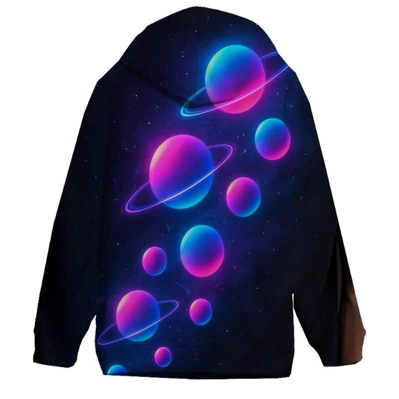 Neon Orbit Cascade embroidered hoodies