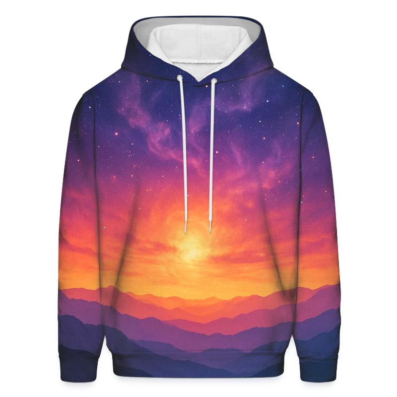 Nebula Horizon Over Silent Ridge embroidered hoodies