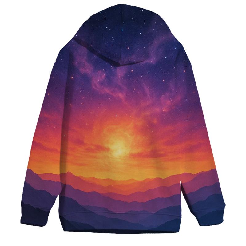 Nebula Horizon Over Silent Ridge embroidered hoodies