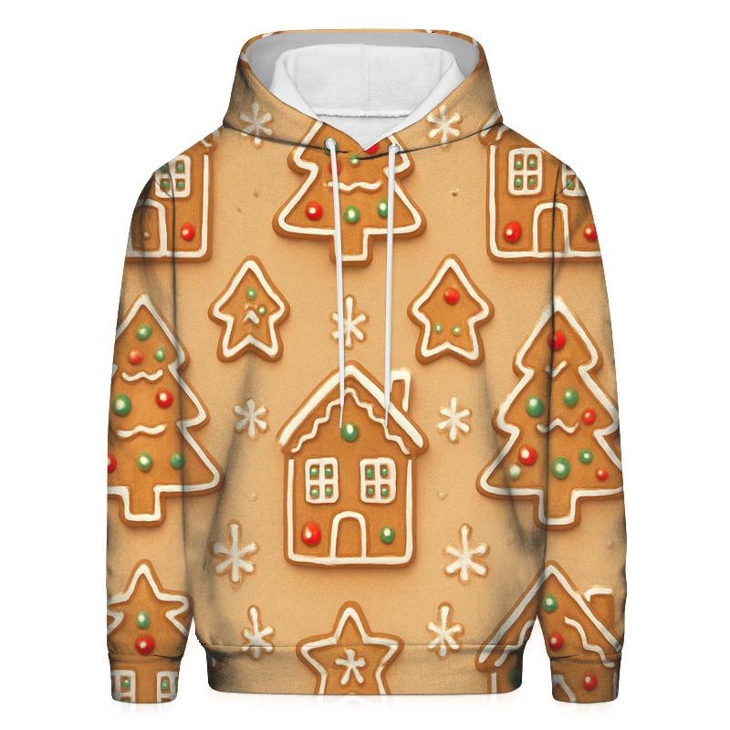 Gingerbread Village Tile On Warm Beige pullover hoodies