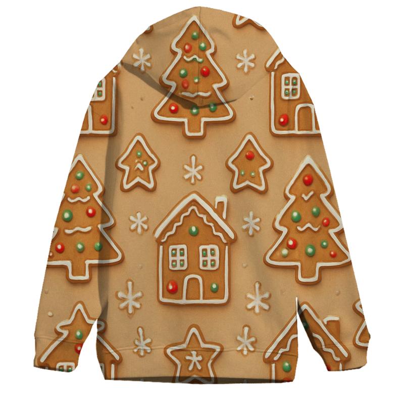 Gingerbread Village Tile On Warm Beige pullover hoodies