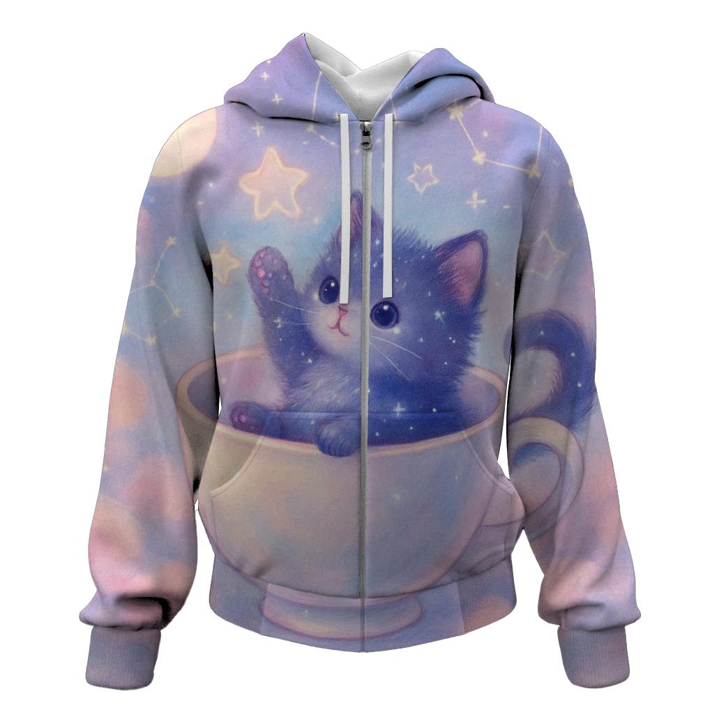 Celestial Teacup Kitten premium hoodies