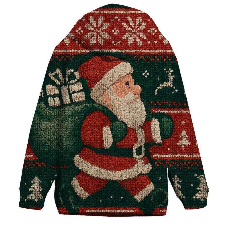 Retro Knit Pattern Santa Parade printed hoodies