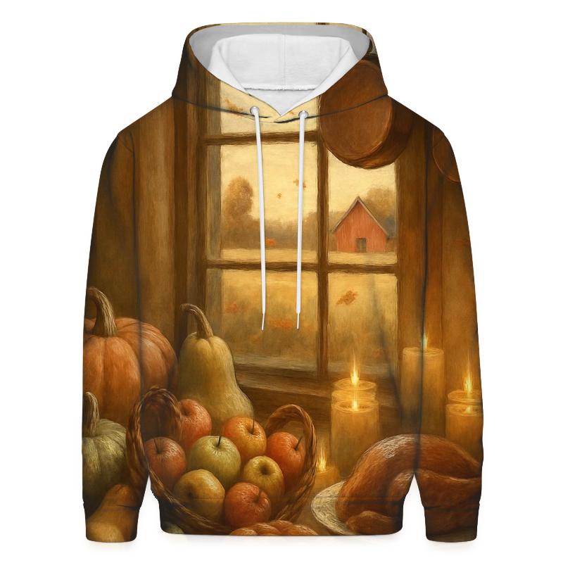 Gratitude Farmhouse Window Scene designer hoodies