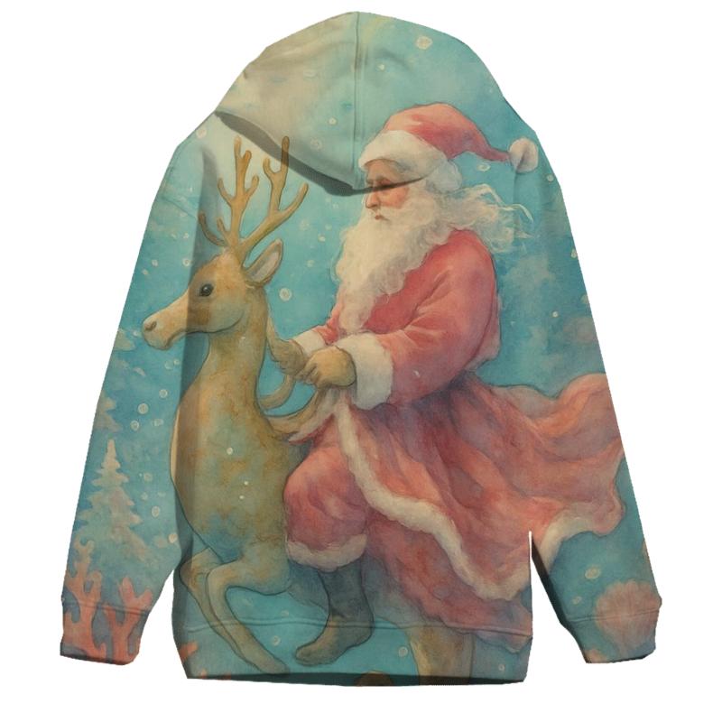 Underwater Reef Santa Dream embroidered hoodies