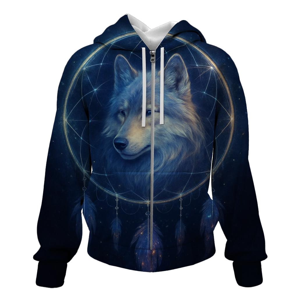 Celestial Dreamcatcher Wolf pullover hoodies