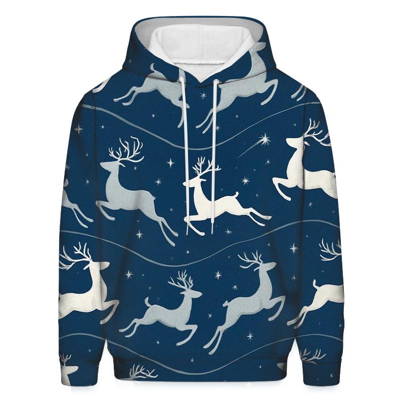 Reindeer Silhouette Flight Wave On Midnight Blue graphic hoodies
