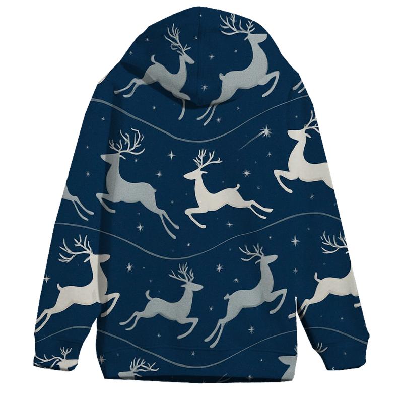 Reindeer Silhouette Flight Wave On Midnight Blue graphic hoodies