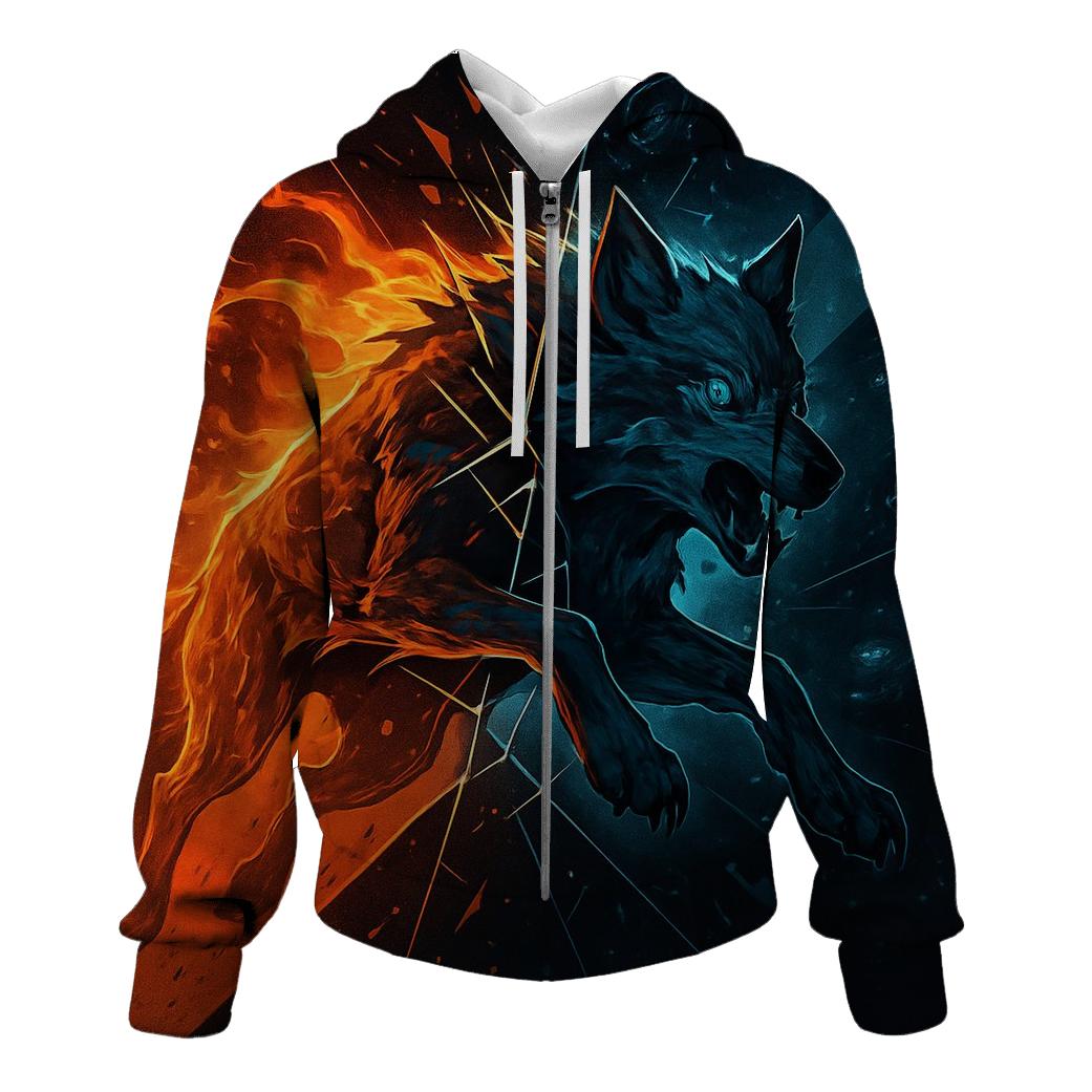 Quantum Split Shadow Wolf custom hoodies