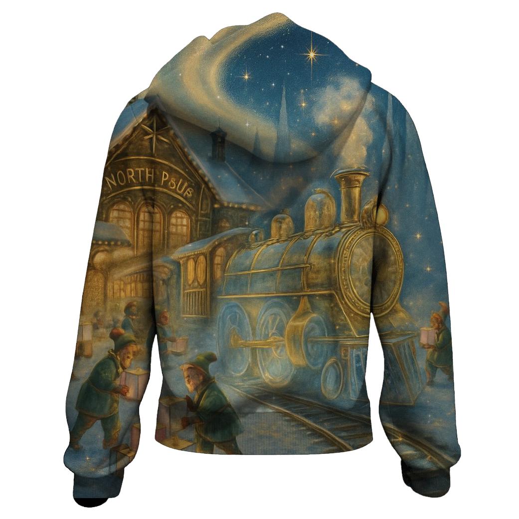 North Pole Aurora Train Station heavyweight hoodies