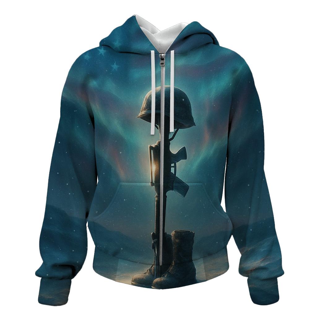 Battlefield Cross Under Northern Lights hoodies fashion