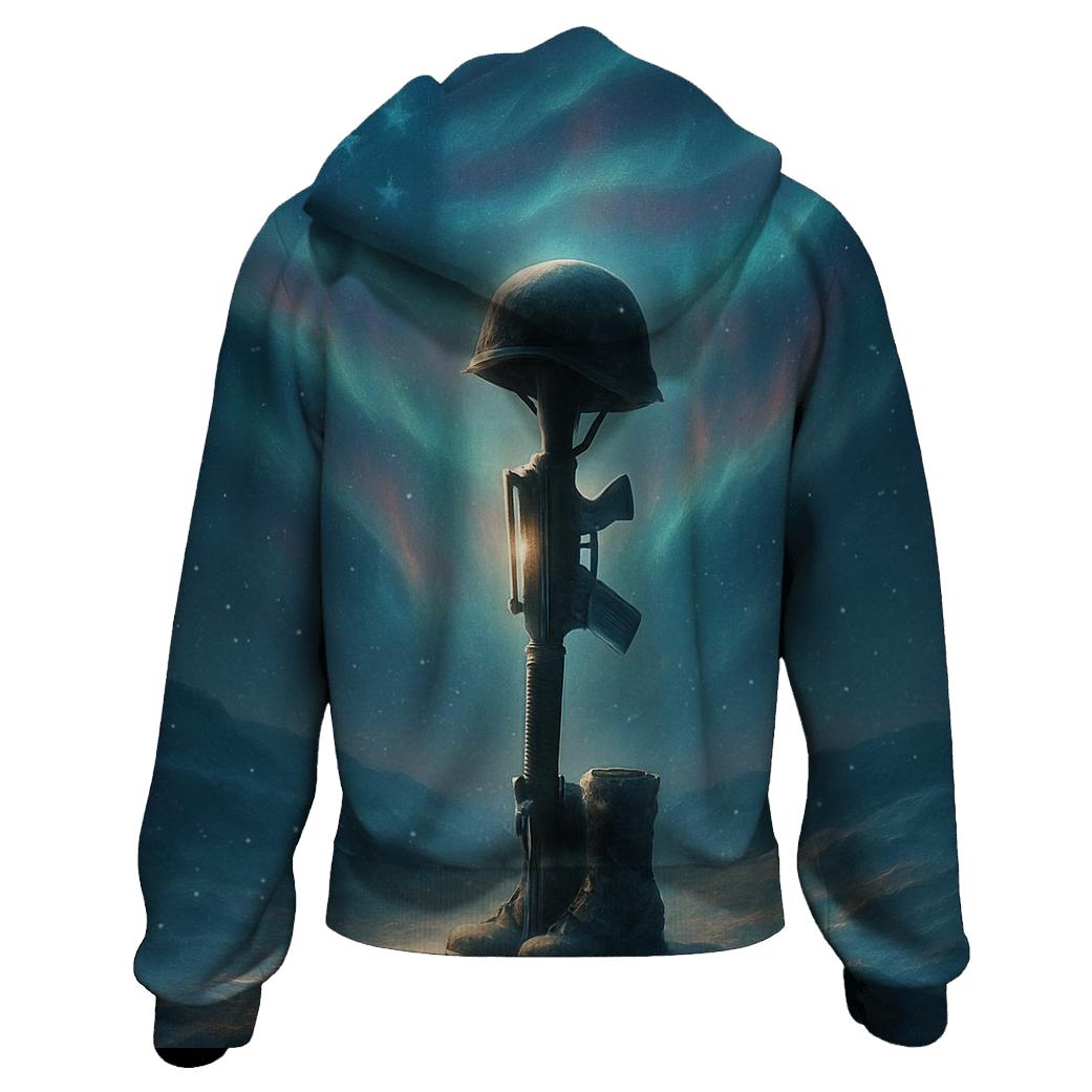 Battlefield Cross Under Northern Lights hoodies fashion
