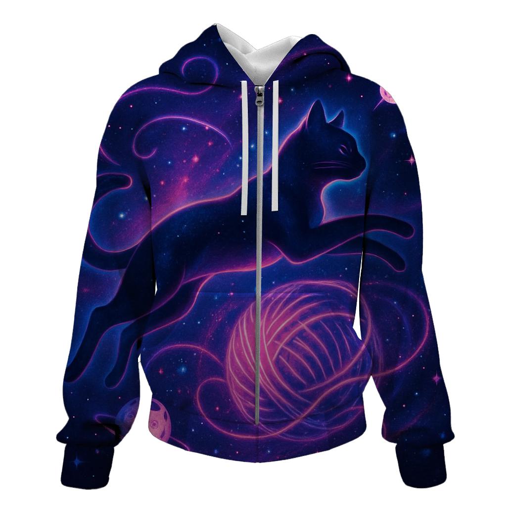 Galactic Yarn Nebula Cat graphic hoodies