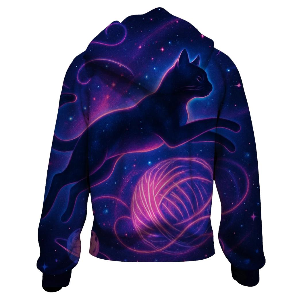 Galactic Yarn Nebula Cat graphic hoodies