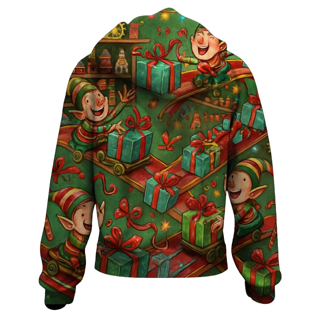 Elves Workshop Roller Coaster Assembly Line lightweight hoodies