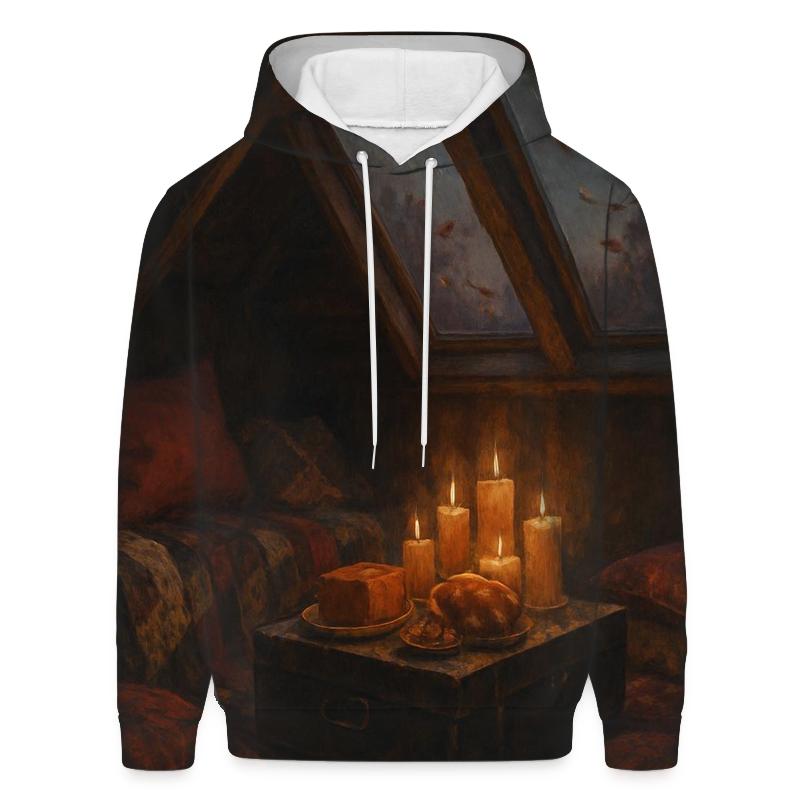 Candlelit Harvest Attic Nook embroidered hoodies