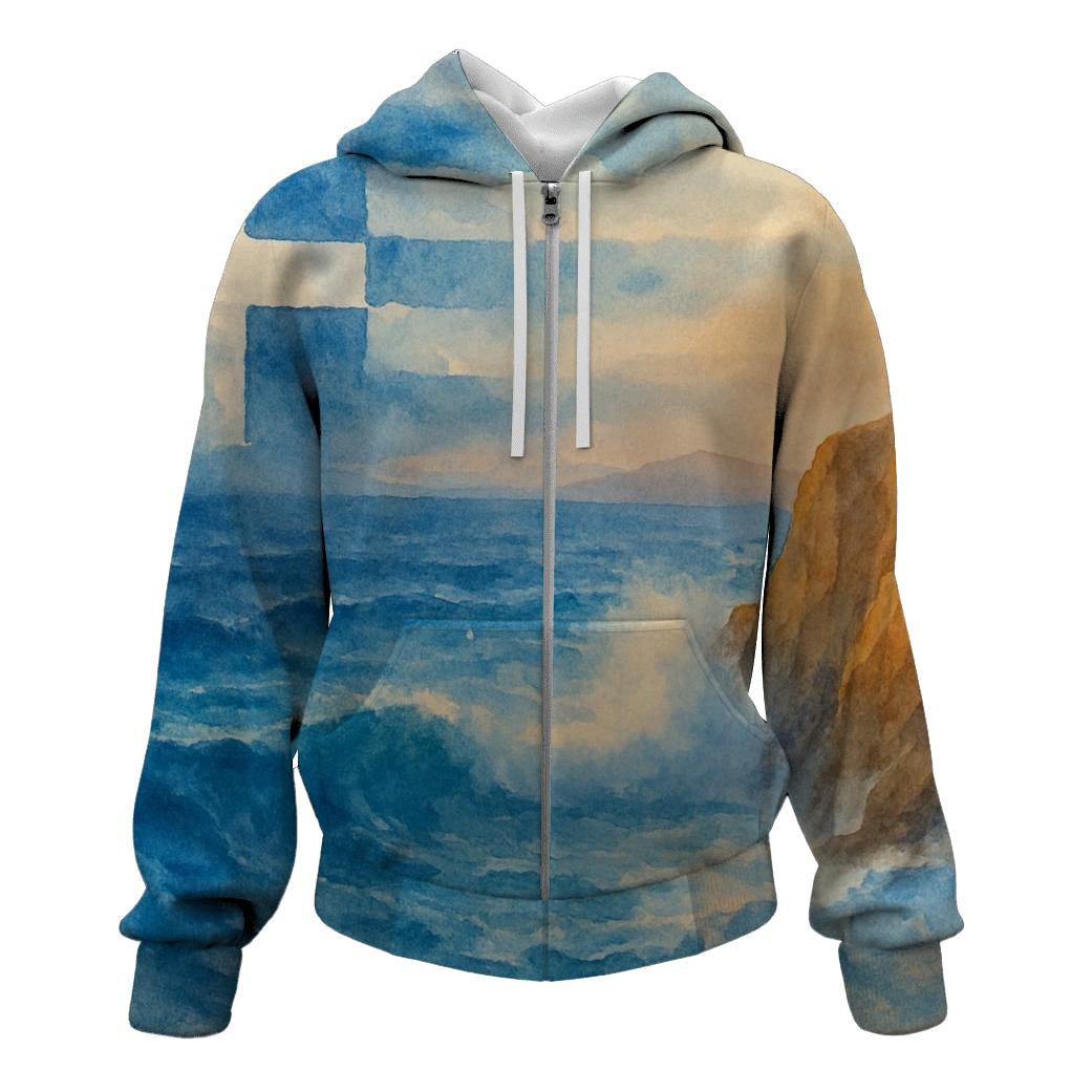 Greek_Aegean_Cliffwave_Flag lightweight hoodies