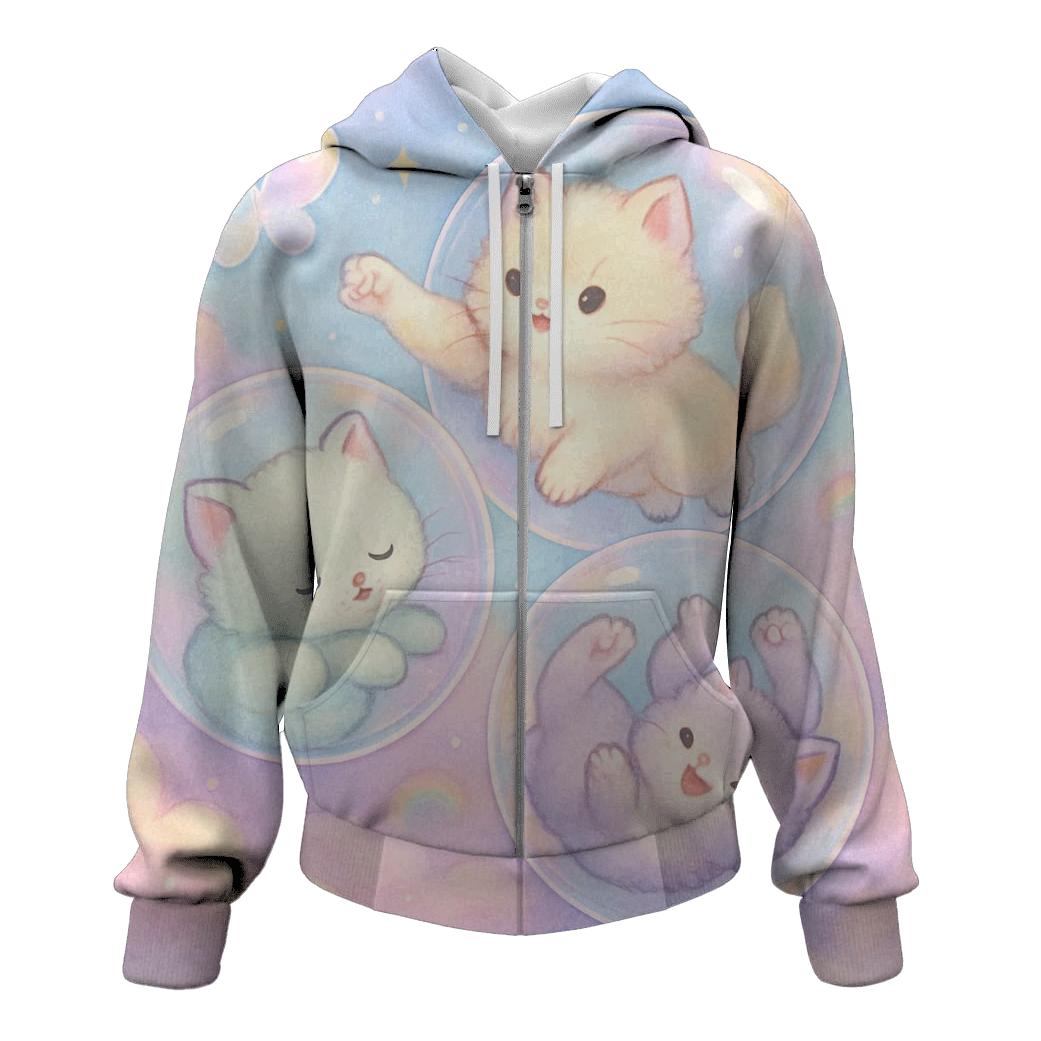 Pastel Dream Bubble Kittens graphic hoodies