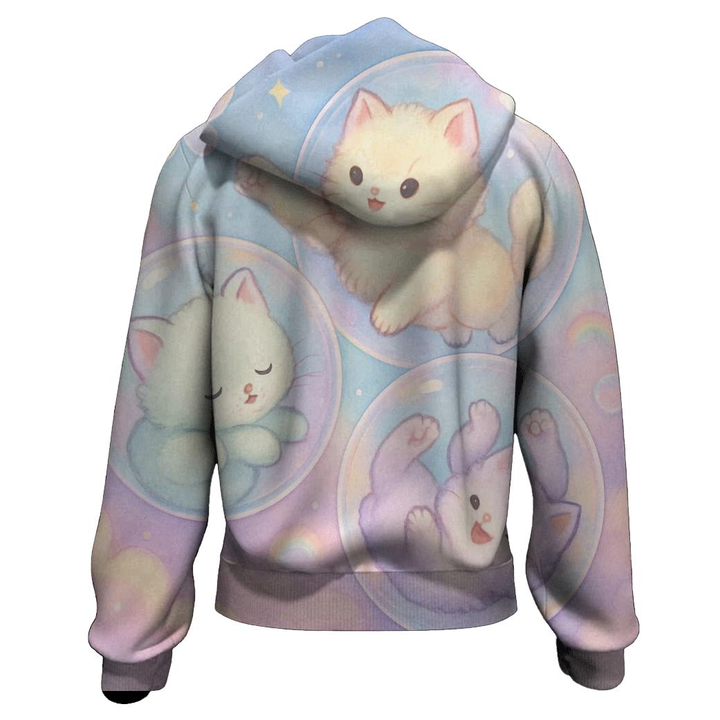 Pastel Dream Bubble Kittens graphic hoodies