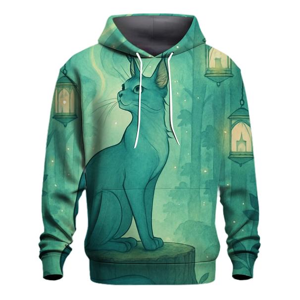 Aurora Lantern Forest Cat pullover hoodies