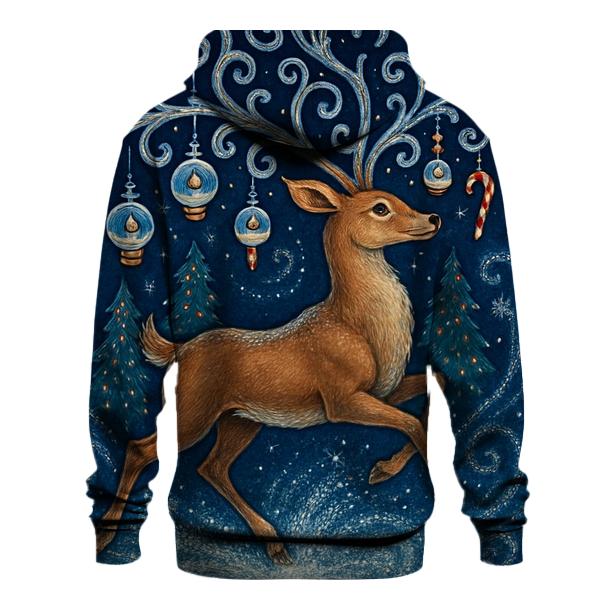 Midnight Reindeer Ornament Carousel embroidered hoodies