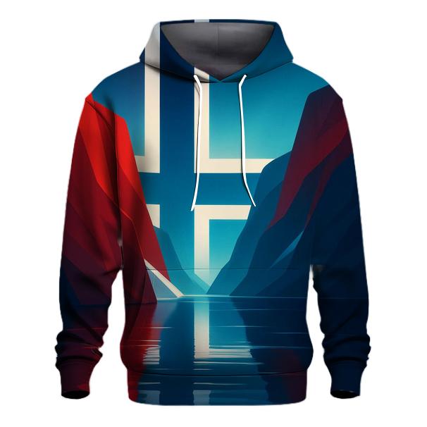 Norwegian_Aurora_Geometric_Fjord pullover hoodies