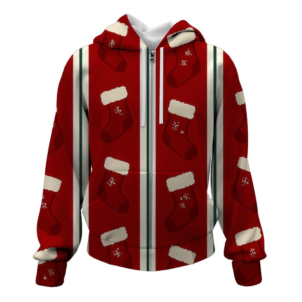 Christmas Stocking Stripe On Classic Red hoodie styles