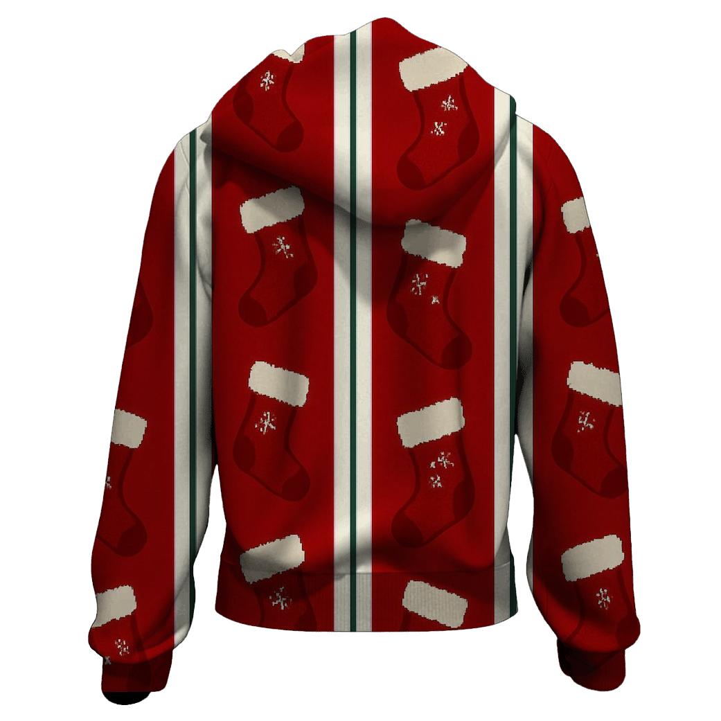 Christmas Stocking Stripe On Classic Red hoodie styles