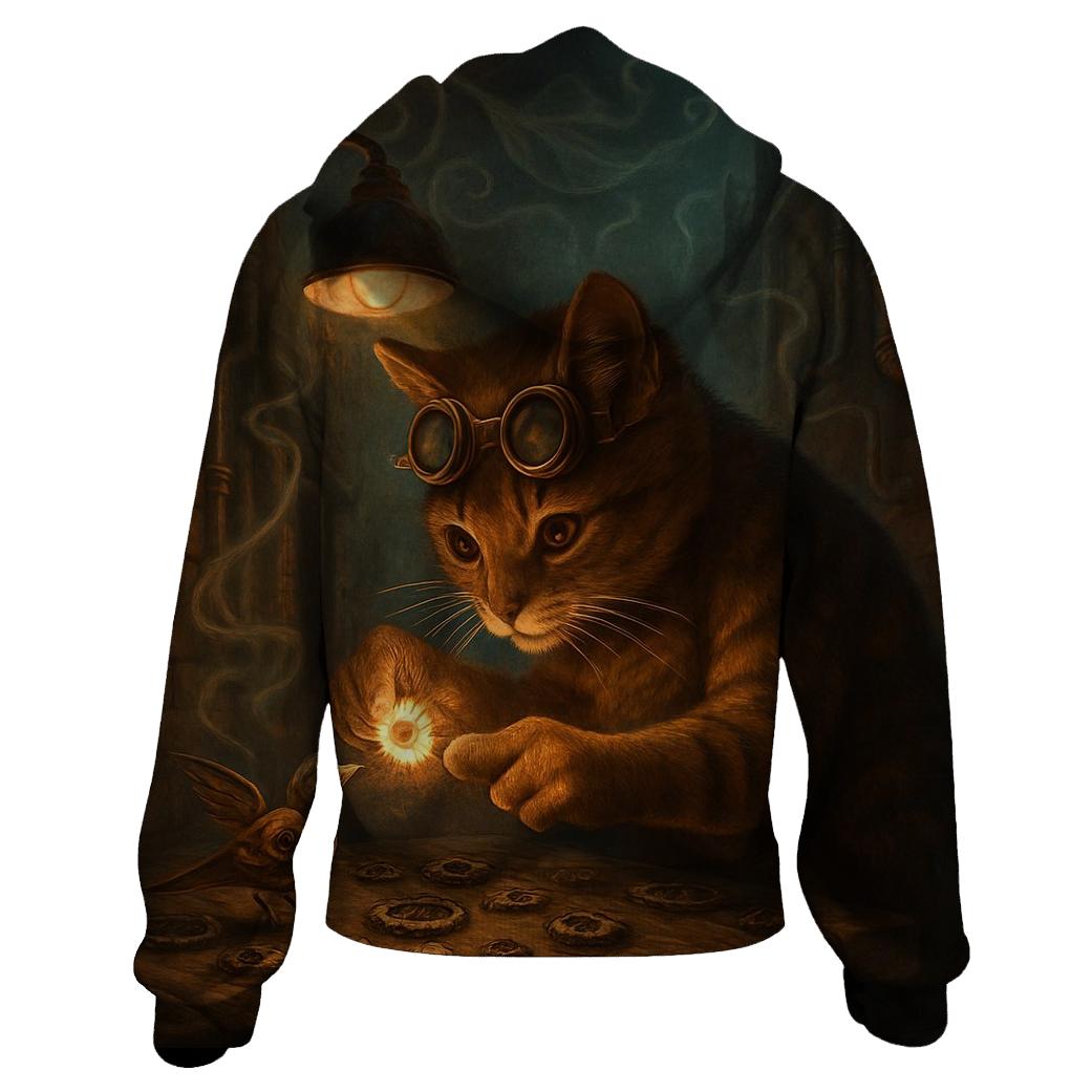 Clockwork Alley Tinkerer Cat printed hoodies