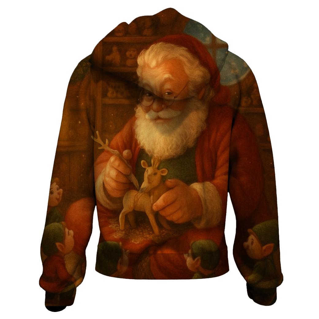 Cozy Workshop Storybook Santa hoodie trends