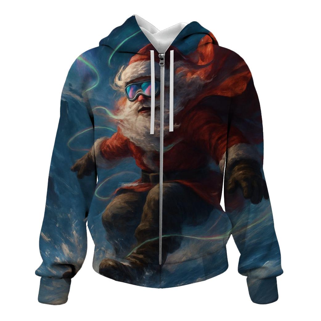 Arctic Aurora Santa Snowboard Rush hoodie styles
