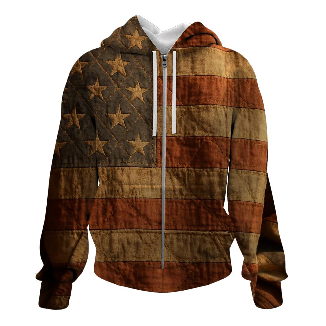 Timeworn Patchwork Patriot Quilt hoodies fashion