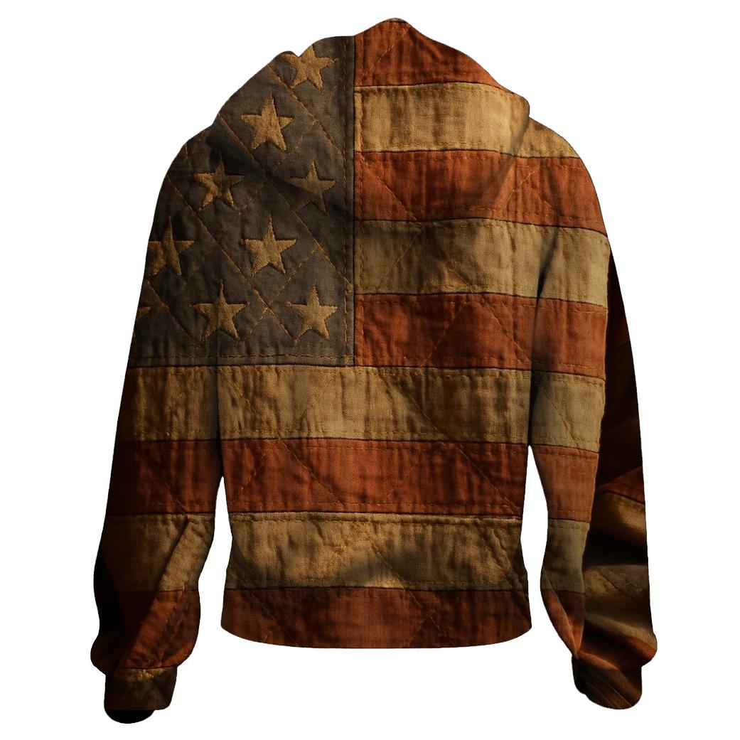 Timeworn Patchwork Patriot Quilt hoodies fashion