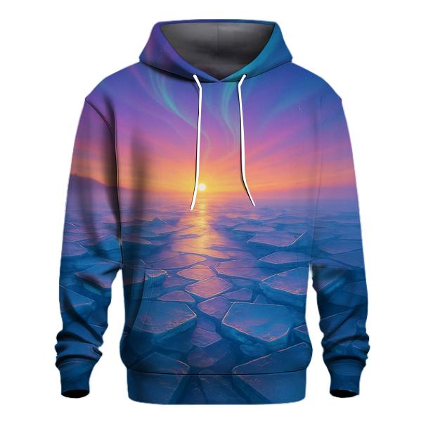 Aurora Sunset Over Frozen Tides printed hoodies