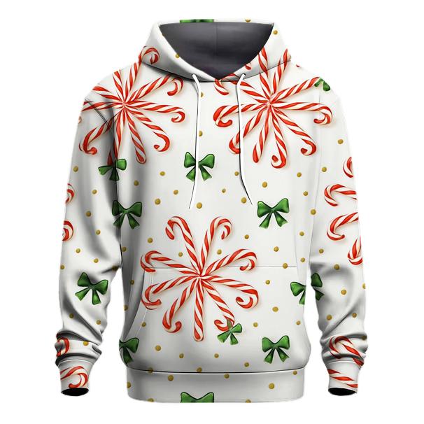 Candy Cane Spiral Constellation On Snow White graphic hoodies