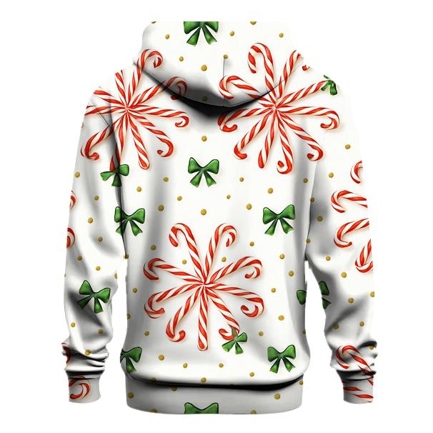 Candy Cane Spiral Constellation On Snow White graphic hoodies