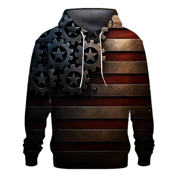 Metallic Gears Of Freedom Flag hoodies fashion
