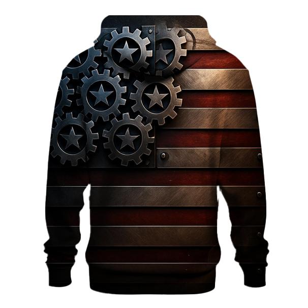 Metallic Gears Of Freedom Flag hoodies fashion