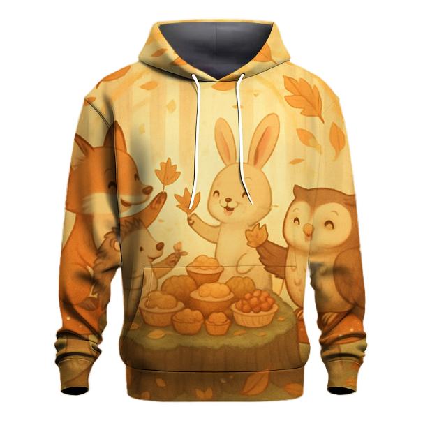 Woodland Friends Autumn Feast pullover hoodies