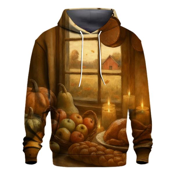 Gratitude Farmhouse Window Scene lightweight hoodies