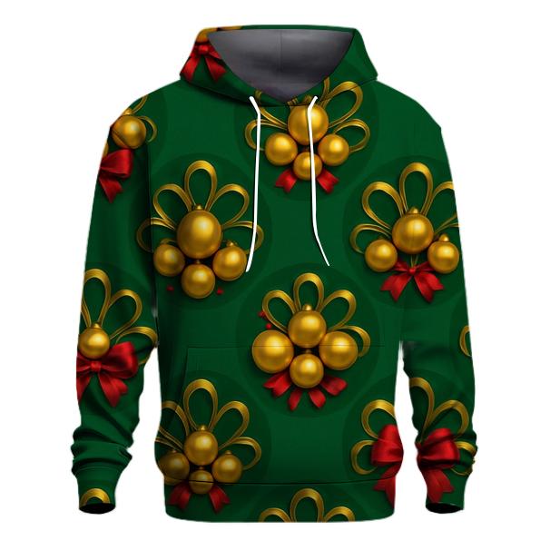 Bauble And Ribbon Radial Burst On Emerald premium hoodies