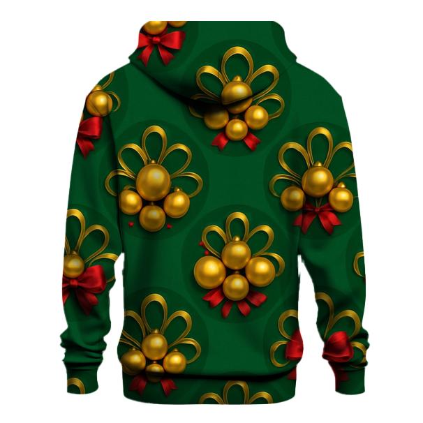 Bauble And Ribbon Radial Burst On Emerald premium hoodies