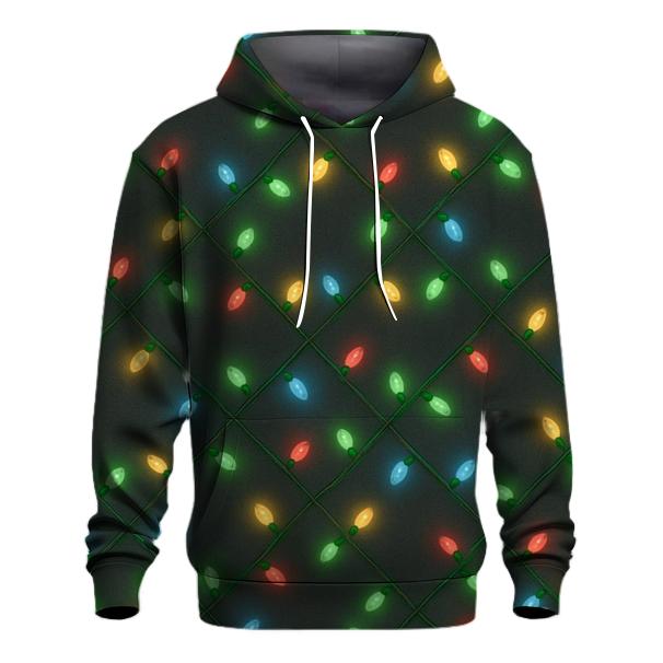 Christmas Light String Grid On Charcoal premium hoodies