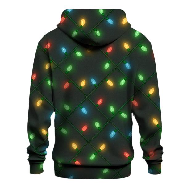 Christmas Light String Grid On Charcoal premium hoodies