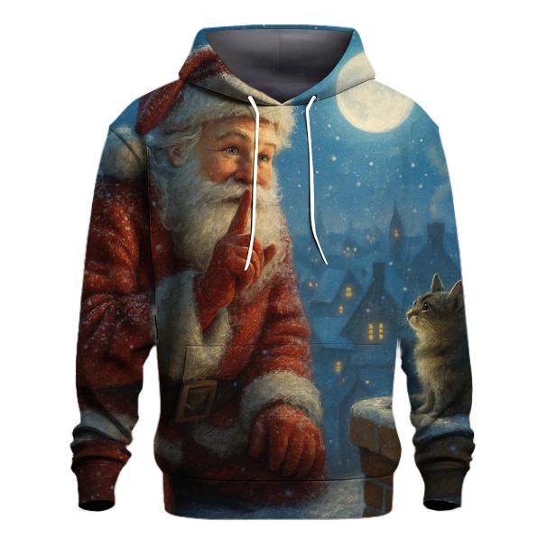 Moonlit Rooftop Silent Santa embroidered hoodies