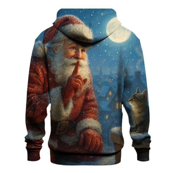 Moonlit Rooftop Silent Santa embroidered hoodies