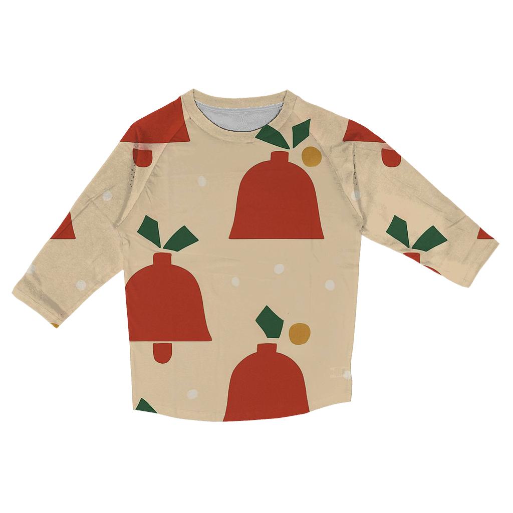 Crimson Carol Bells Pattern custom 3/4 sleeve shirts