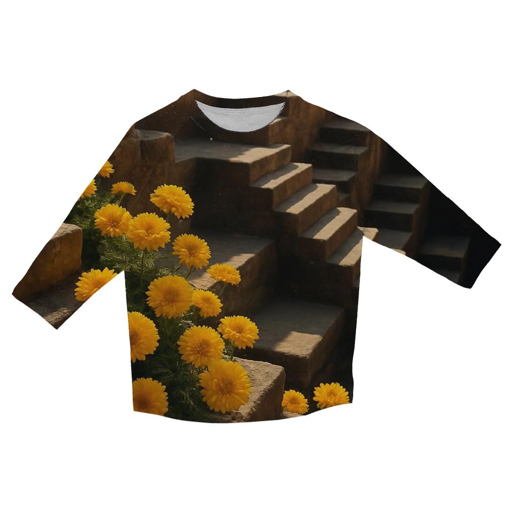 Desert Marigolds At Ancient Stepwell personalized 3/4 sleeve tees