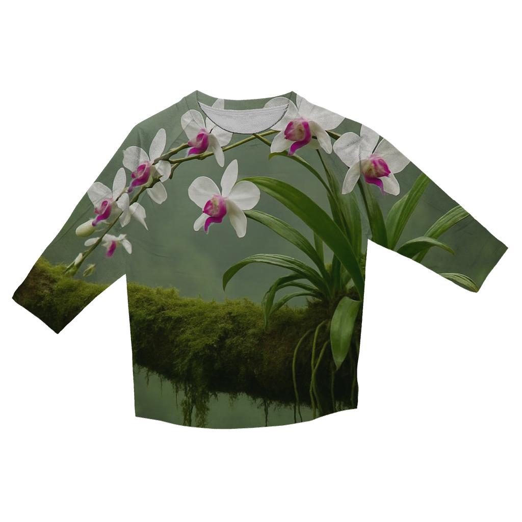 Wild Orchids In Misty Cloud Forest designer 3/4 sleeve blouses